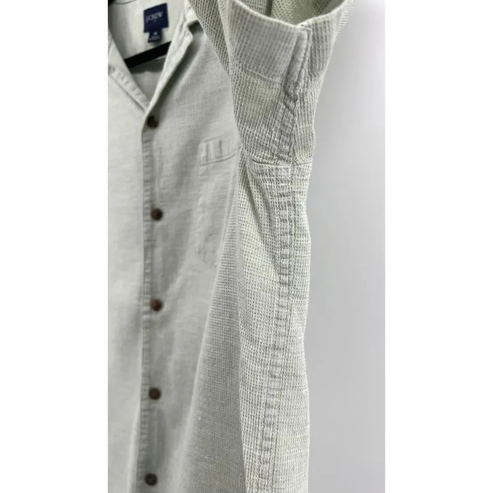 J.crew Men's Short Sleeve Gauze Camp Shirt Size M Button Down Green Gray